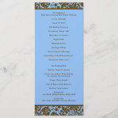 Brown Damask on Blue Wedding Programme Programmakaart (Voorkant)