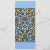 Brown Damask on Blue Wedding Programme Programmakaart (Achterkant)