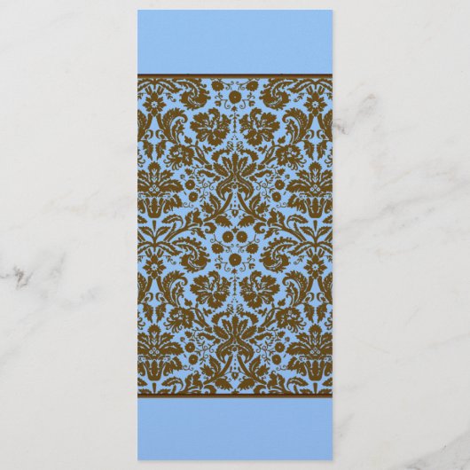 Brown Damask on Blue Wedding Programme Programmakaart (Achterkant)