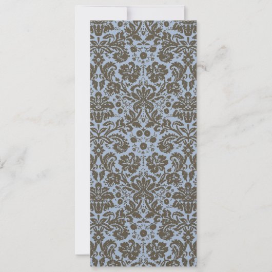 Brown Damask over Aqua Blue Wedding Invitation Kaart (Achterkant)
