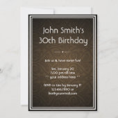 Brown Damask Pug & Fine WIne Birthday Uitnodiging (Achterkant)