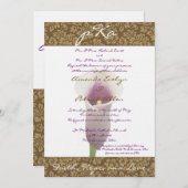 Brown Damask Wedding Inv. Kaart (Voorkant / Achterkant)