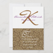 Brown Damask Wedding Inv. Kaart (Achterkant)