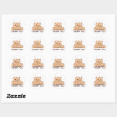 Brown Dank u Cartoon Teddy Bear Bruiloft Liefde Ronde Sticker (Vel)