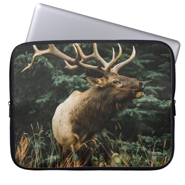 BROWN DEER OP GROENE GRAS TIJDENS DAG LAPTOP SLEEVE (Voorkant)