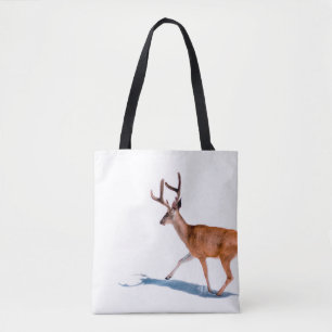 BROWN DEER OP WITTE ACHTERGROND TOTE BAG