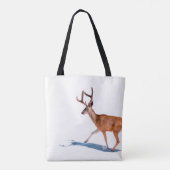 BROWN DEER OP WITTE ACHTERGROND TOTE BAG (Achterkant)