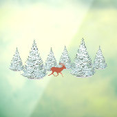 Brown Deer under Snow Covered Spruce Trees Raamsticker (Vel 3)