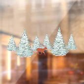Brown Deer under Snow Covered Spruce Trees Raamsticker (Vel 2)