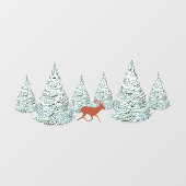 Brown Deer under Snow Covered Spruce Trees Raamsticker (Vel)