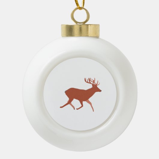 Brown Deer Walking Festive Keramische Bal Ornament (Voorkant)