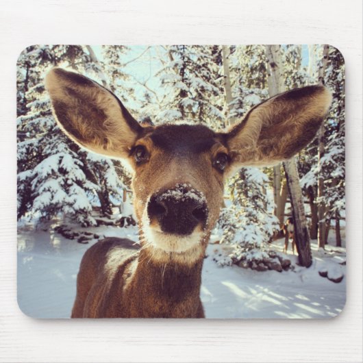 Brown Deer Winter Forest Muismat (Voorkant)