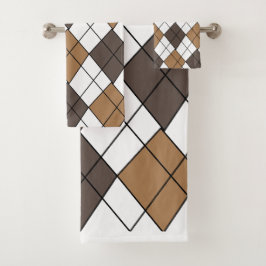 Brown Diamond Argyle Bad Handdoek