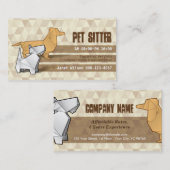 Brown Diamonds Pattern Origami Dogs Pet Sitting Visitekaartje (Voorkant / Achterkant)
