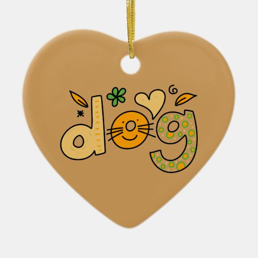 Brown Dog Cartoon Heart Ornament (Voorkant)