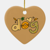Brown Dog Cartoon Heart Ornament (Achterkant)