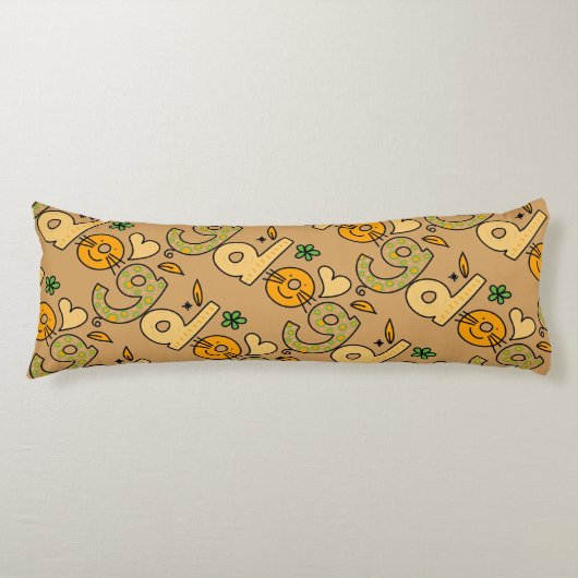 Brown Dog Cartoon Pattern Lichaamskussen (Voorkant)