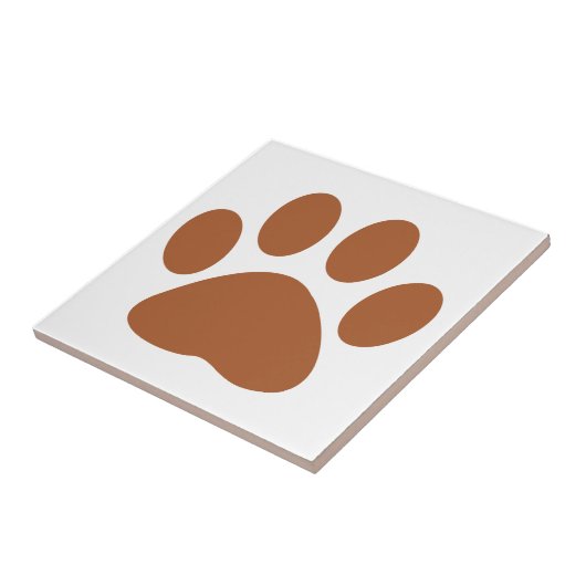 Brown Dog Cat Paw Print Tegeltje (Zijkant)