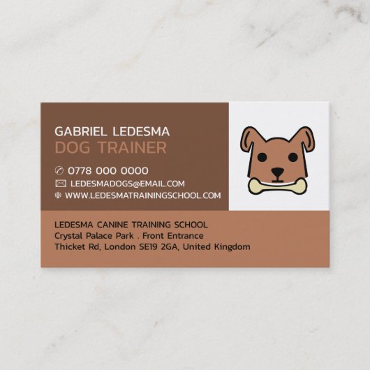 Brown Dog, Dog Trainer Visitekaartje (Voorkant)