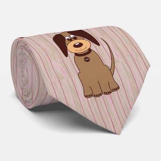 Brown Dog Necktie Stropdas (Opgerold)
