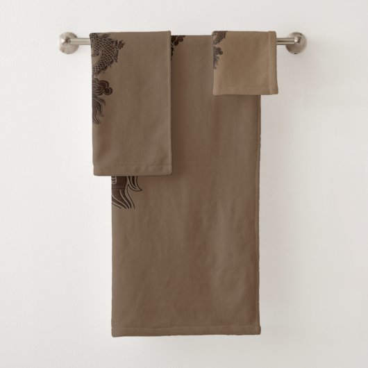 Brown Dragon Bath Towel Set Bad Handdoek (Insitu)