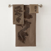 Brown Dragon Bath Towel Set Bad Handdoek (Insitu)