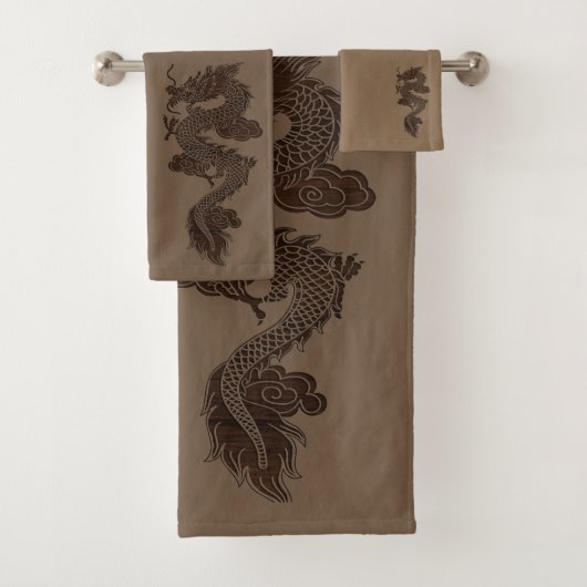 Brown Dragon Bath Towel Set Bad Handdoek (Insitu)