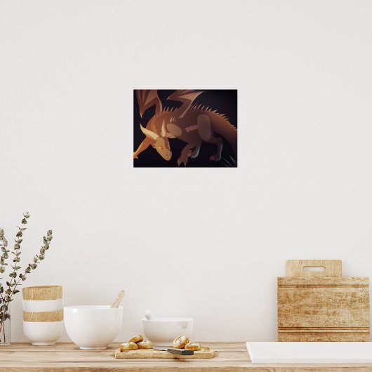 Brown Dragon Fantasy Art Poster (Keuken)