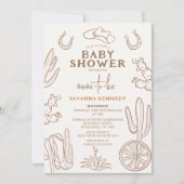 Brown Drawn Western Cowgirl Baby shower Kaart (Voorkant)