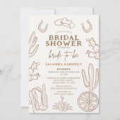 Brown Drawn Western Cowgirl Vrijgezellenfeest Kaart (Voorkant)