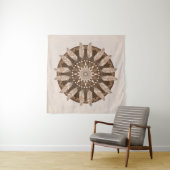 Brown Earth Tones Feather Mandala Wandkleed (In Situ (horizontaal))