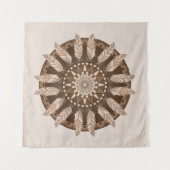 Brown Earth Tones Feather Mandala Wandkleed (Voorkant)