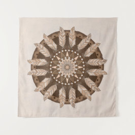Brown Earth Tones Feather Mandala Wandkleed