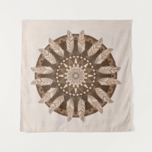 Brown Earth Tones Feather Mandala Wandkleed