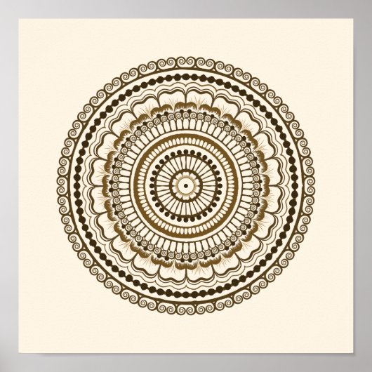 Brown Earth Tones Henna Mandala Poster (Voorkant)