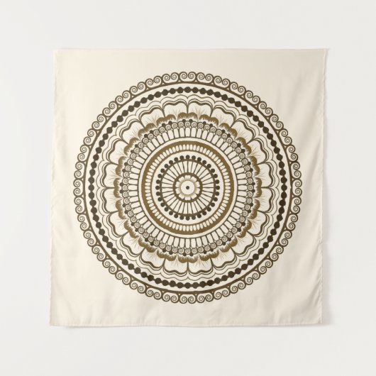 Brown Earth Tones Henna Mandala Wandkleed (Voorkant)