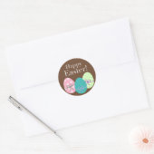 Brown Easter Eggs Happy Paast Ronde Sticker (Envelop)