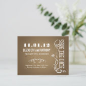 Brown Elegant Bewaar de datum briefkaarten (Staand voorkant)