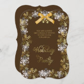 Brown Elegant Snowflake Corporate Party nodigt uit Kaart (Voorkant / Achterkant)