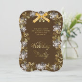 Brown Elegant Snowflake Corporate Party nodigt uit Kaart (Staand voorkant)