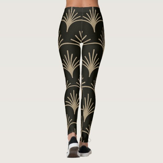 Brown en Biege Art Deco Design Leggings (Achterkant)
