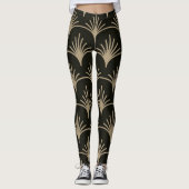 Brown en Biege Art Deco Design Leggings (Voorkant)