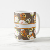 Brown en Floral, Roos, Daisy Personalized Koffiemok (Voorkant rechts)