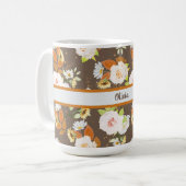 Brown en Floral, Roos, Daisy Personalized Koffiemok (Voorkant links)