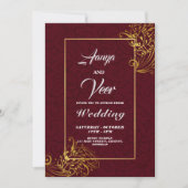 BROWN en Gold Peacock Indian Wedding Invitation Kaart (Voorkant)