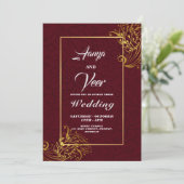 BROWN en Gold Peacock Indian Wedding Invitation Kaart (Staand voorkant)