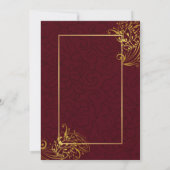 BROWN en Gold Peacock Indian Wedding Invitation Kaart (Achterkant)