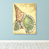 Brown en Green Seashell Canvas Afdruk (Insitu (Houten vloer))