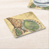 Brown en Green Seashell Kartonnen Onderzetters (Schuin)