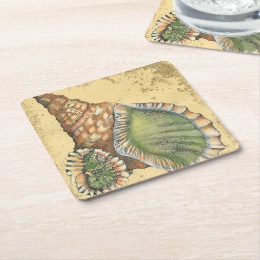 Brown en Green Seashell Kartonnen Onderzetters (Schuin)